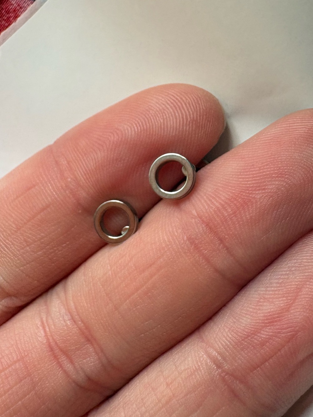 Minimalist Silver-Tone Stud Earrings - Small Circular Hoop Design